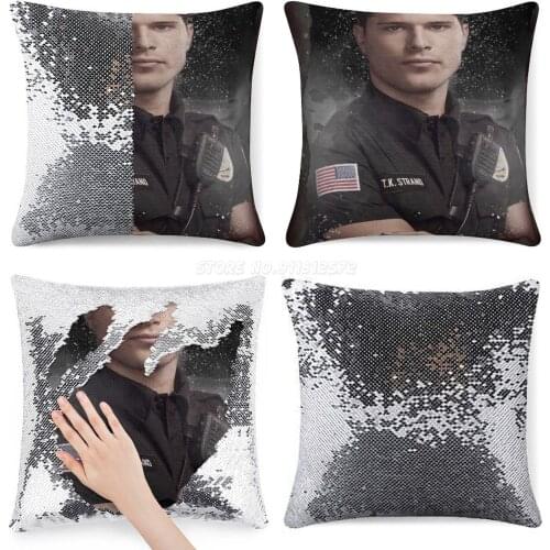 9-1-1 : Lone Star-TK Strand Poster Sequin Pillowcase Glitter Throw Pillow for Party Cafe Home Sofa 911 Tarlos Ronen Tk Strand Lo