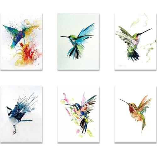 Abstract Wall Art Birds Watercolor Canvas Painting Nordic Cartoon Animals Picture Posters Print Living Room Bedroom Decoration