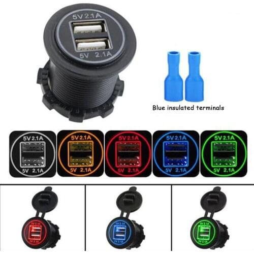 Car Motorcycle / RV Boat Universal Dual USB Car Phone Charger Modified Accessories Dual Aperture