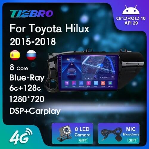 2DIN Android10.0 Blu-ray IPS QLED Car Radio For Toyota Hilux Pick Up AN120 2015-2018 Auto Radio GPS Navigation Car Receiver IGO