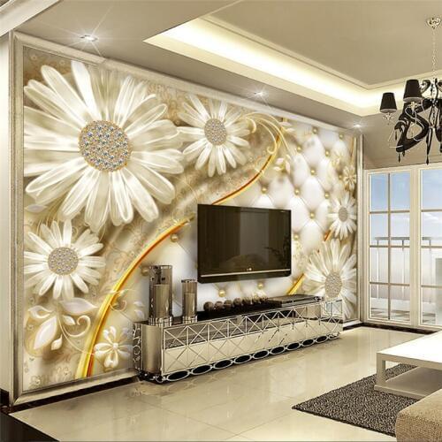 Beibehang Custom photo wall stickers transparent flowers luxury jewelry background wall papel de parede 3d para sala atacado