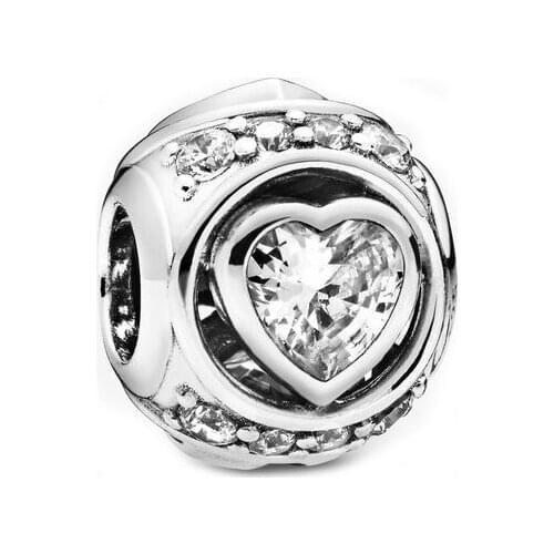 Free Shipping Authentic 925 Sterling Silver Elevated Heart Charms Fit Original Bracelet For Women DIY Jewelry S925 Beads