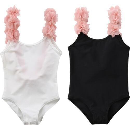 One Piece Baby Girl Swimwear 3D Floral Flower Strap Bathing Suit Backless Swimsuit Swimwear Swimming Suit Children Beach Wear