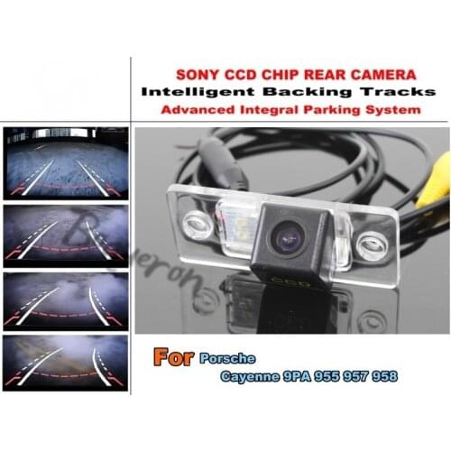 For Porsche Cayenne 9PA 955 957 958 Smart Tracks Camera / HD CCD Intelligent Dynamic Tragectory Parking Car Rear View Camera