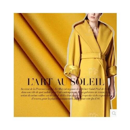 Bright yellow double - sided cashmere double - layer wool fabric thickened coat cashmere wool fabric wholesale cashmere cloth