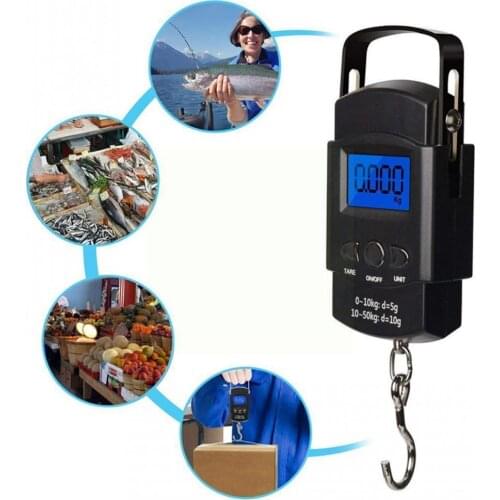 50KG/110LB Electronic Portable For Fishing Luggage Hook Digital Hanging LCD Display Tool Scale Weighting Fishing Scale N5J5