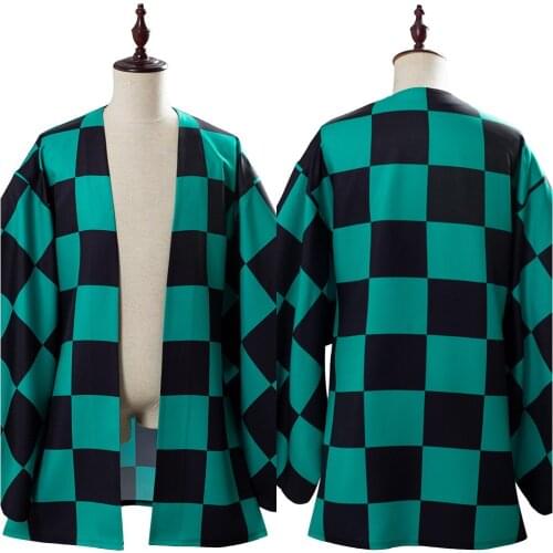 Demon Slayer Kimetsu no Yaiba Tanjirou Kamado Cosplay Costume Cloak Uniform Coat Tops Only Kimono Jacket