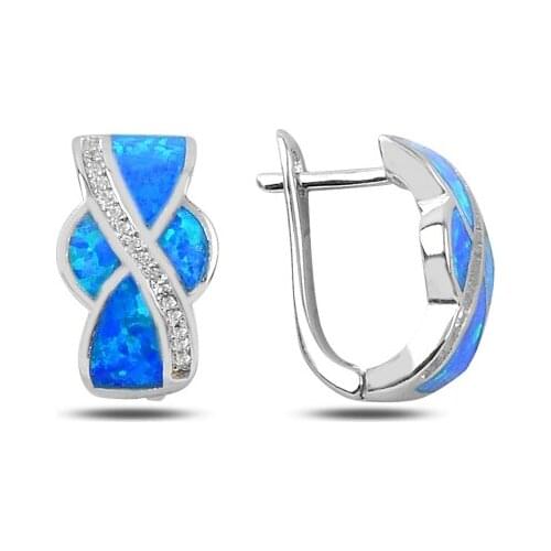 KUTAYDAN Opal Stone Earrings 925 Sterling Silver
