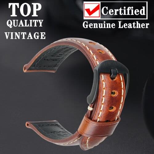 MAIKES Watch Strap Bracelet Watch Accessories 20mm 22mm For Huawei GT2 Pro Vintage Cow Leather Watch Band For Panerai Watchband