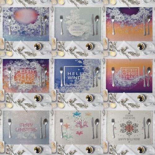 Fashion Print Rectangle Cotton Linen Western Style Table Pad Cut Mats Placemat for Dinner Kitchen Table 40x30cm Christmas