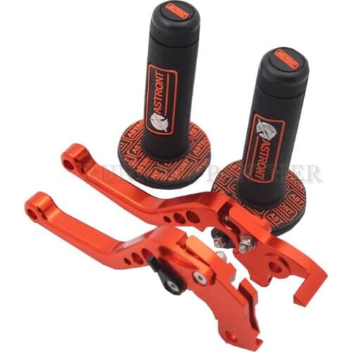Motorcycle Rubber Combination Gel Handle Bar Grips + Adjustable Adjustable Brake Clutch Lever For 125/200/250/390