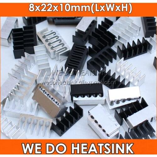 WE DO HEATSINK 8x22x10mm Without or With Thermal Pad DIP Long Small Size Black Anodized / Silver Aluminum Heatsink Cooler