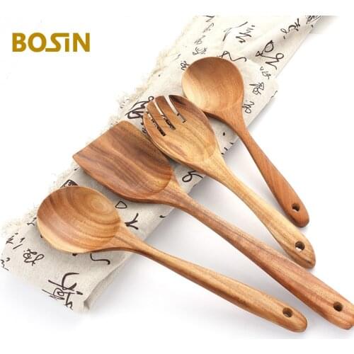 Tableware Teak Wood Spatula Non Stick Household Salad Spoon Ladle Turner Rice Colander Soup Skimmer Cooking Tools Kitchen Shovel