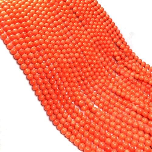 Natural Coral Bead Real Orange Round Coral Loose Beads Charms Accessories for Women Jewelry Making Necklace Bracelet Gift