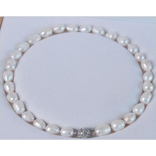 SINGLE STRAND12- 13mm natural white baroque freshwater pearl necklace 18"