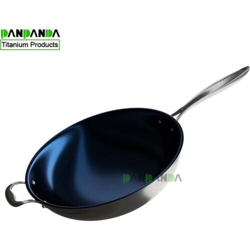 PANPANDA 32cm New Upgrade No Heavy Metal Non-Stick Blue Titanium Wok Induction Cooking Universal