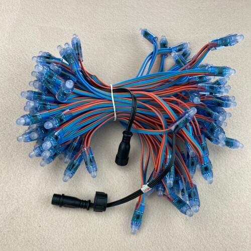 20cm(8 inches) spacing 100pcs/set DC12V addressable 12mm WS2811 bullet regulated pixel node,18AWG wire,IP68;13.5mm pigtail