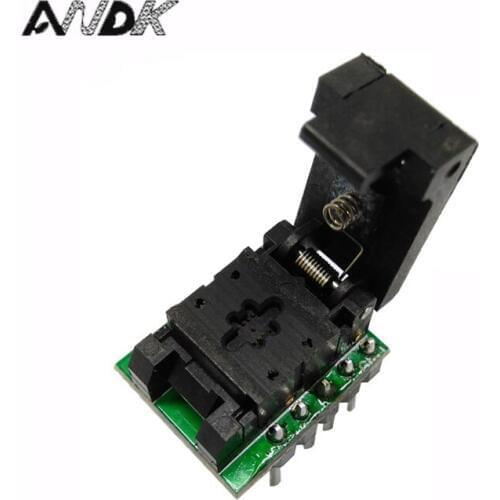 QFN8 DFN8 WSON8 Programming Socket Pogo Pin Probe Adapter Pin Pitch 0.5mm IC Body Size 2x2mm Clamshell Test Socket Programmer