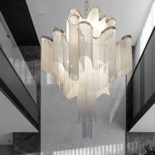 Nordic Luxury Tassel Chain Pendant Light Creative Wedding Studio Romantic Warm Led Pendant Light Living Room Interior Lighting