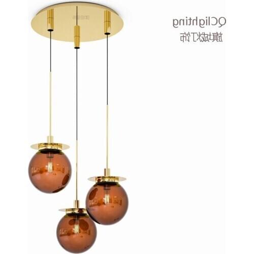 Modern loft glass ball pendant light led e27 nordic hanging lamp with 2 colors for living room restaurant bedroom lobby kitchen