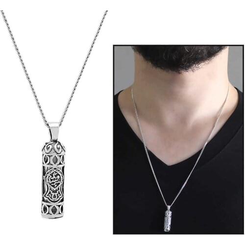 Tesbihane Shoe Sheriff Embroidered 925 Sterling Silver Cevşen Necklace