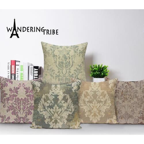 Vintage Decorative Cushion Covers Yellow Pillowcase 45 * 45 Shabby Chic Flower Pillows Decor Home Custom Cushions Sofa Bed