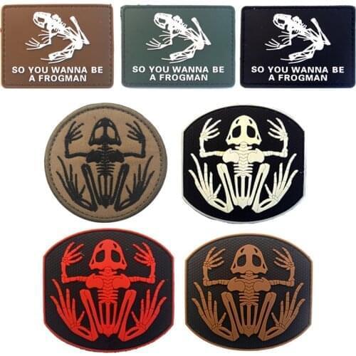 Navy Seal Team Skeleton Frog Frogman 3D PVC Rubber Patch Army Tactical Swat Badge Military Patches for Clothing Patch Militari