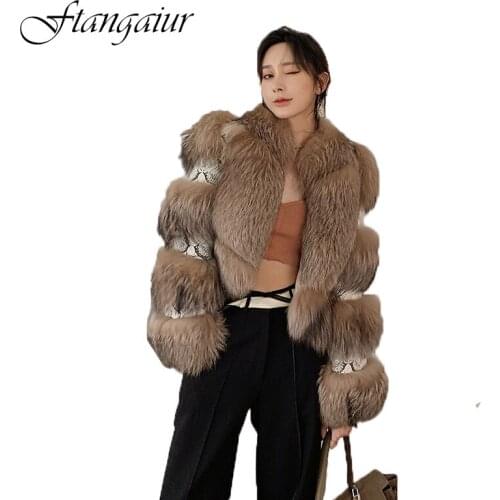 Ftangaiur 2021 Winter Import Sliver Fox Fur Coat Weave Whole Skin Women Female Embroidery Patchwork Soft Short Natural Fur Coats