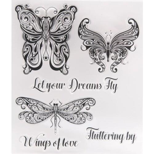 1pc Two Butterflies Transparent Clear Silicone Stamp Seal DIY Scrapbook Rubber Stamping Coloring Embossing Diary Decor Reusable