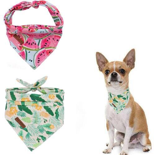 2 Pcs Unique Style Paws Dog Cat Bandana Dog Accesseries Pet Product Gift for Dog Bandage Bandana Collar Watermelon Leaves