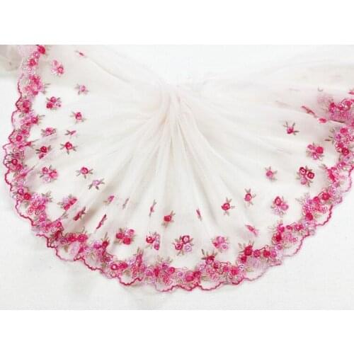 2 Yards Lace Trim Exquisite Small Rose Flowers Embroidered Tulle Lace 7.87 Inches Wide High Quality
