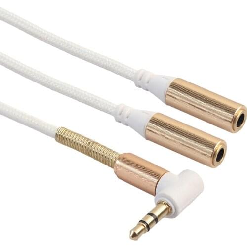 30cm with braided metal head headphone splitter one-two converter 3.5mm stereo audio cable
