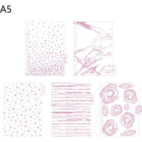 5Pcs Bronzing Leaf Paper Divider Index Separator for A5 A6 Loose Leaf Binder QX2B