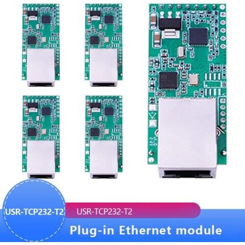 5PCS USR-TCP232-T2 Tiny Serial Ethernet Converter Module Serial UART TTL to Ethernet TCPIP Module Support DHCP and DNS