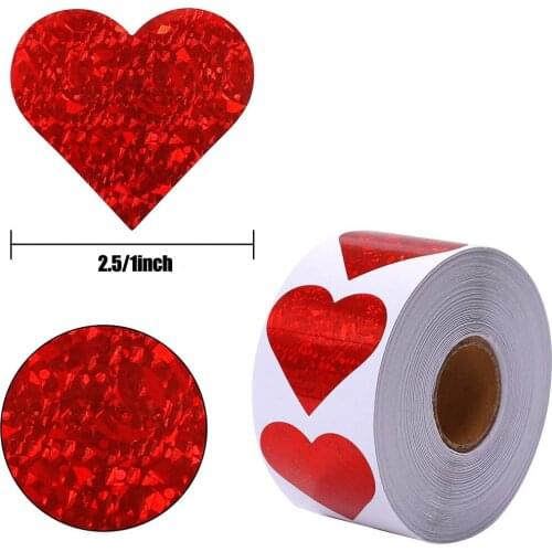 50-500pcs Valentines Day Paper Packaging Sticker Red Heart Shape Labels Candy Dragee Bag Gift Box Packing Bag Wedding