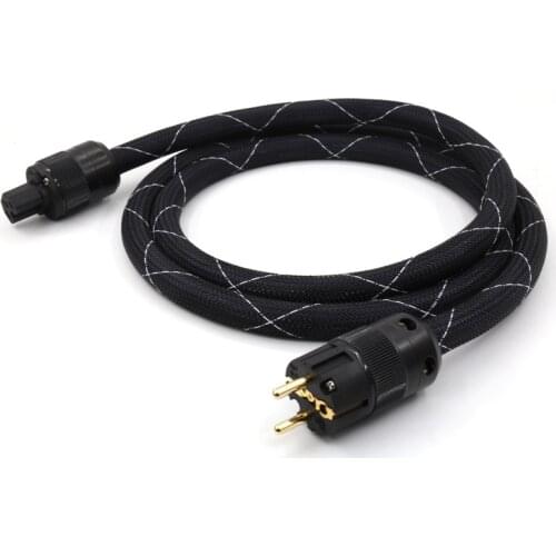 8N Copper SCHUKO hifi Power Cable Gold plated EUR power plug cable power cord connectors for DVD CD AMP