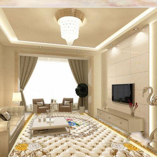 Free Shipping distinguished European-style flowers 3D floor anti-skidding wear living room bathroom wallpaper mural