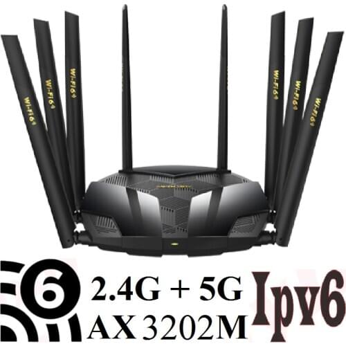 Chin-Firmware,Wi-Fi6 802.11AX, 8 Antennas WiFi6 AX3200 Wireless Router 2.4GHz 800M 5GHz 2402Mbps, 4 Gigabit ports, Ipv6, Wi-Fi 6