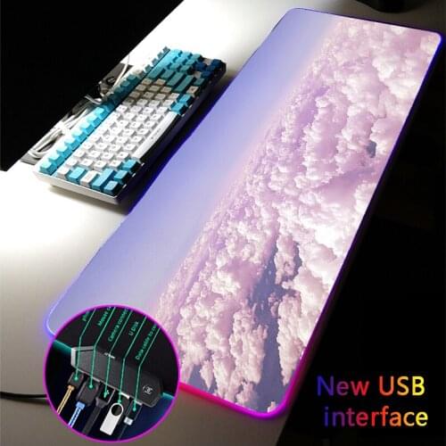 40*90CM Large RGB Mouse Pad Colored Clouds Multi-interface Four USB Docking Dock USB HUB Typec Interface Girly MousePad Desk Mat