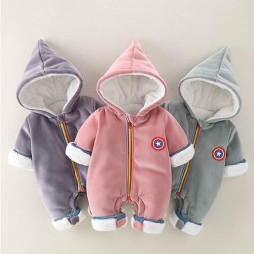 New born Snowsuit Baby girl clothes Snow wear Cotton Cashmere Warm Outerwear Overalls Romper Kids Winter Jumpsuit Parkas