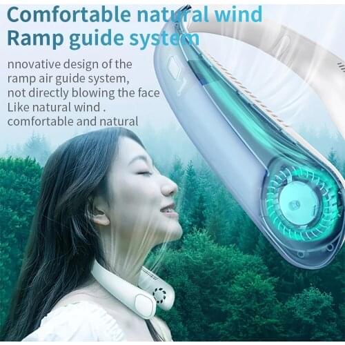 Electric Fan Portable Air Cooler Bladeless USB Fan 9000mAh Neck Fan Leafless Hanging Fans Air Cooling Wearable Neckband Fans