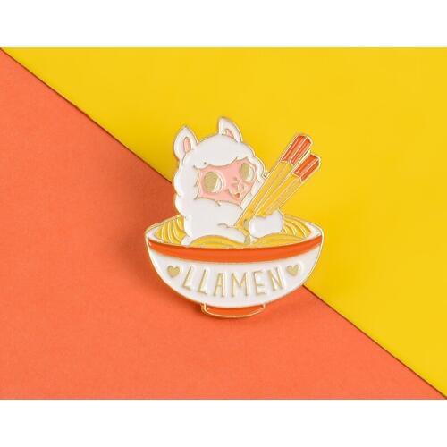 Ramen Noodle Japanese Anime Kawaii enamel pins Cute sheep badges brooches Lapel hat pin badges Jewelry gifts for Ramen Lovers