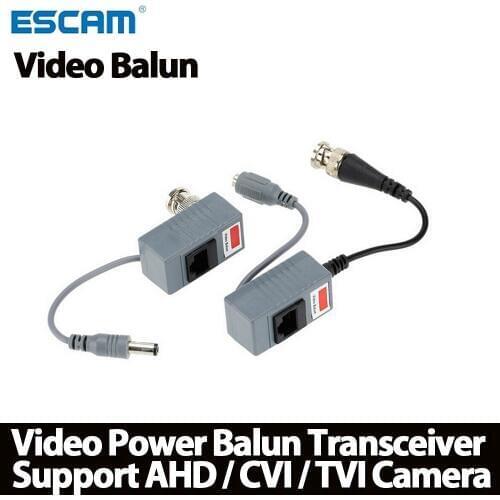ESCAM 10pcs CCTV Camera Accessories Audio Video Balun Transceiver BNC UTP RJ45 Video Balun with Audio Power over CAT5/5E/6 Cable