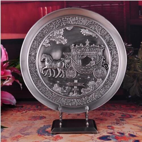 Europe vintage metal fengshui carriage hanging plate office home decoration ornaments accessories gifts Ancient tin color A22