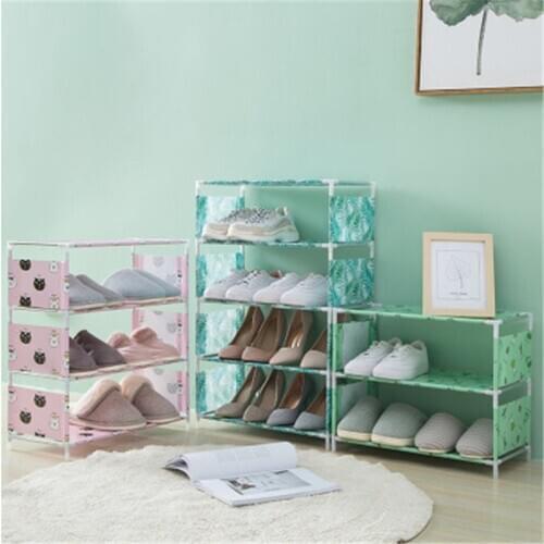 Quality Fabric four-layer simple assembly shoe rack non-woven tee assembly shoe rack shoe storage rack
