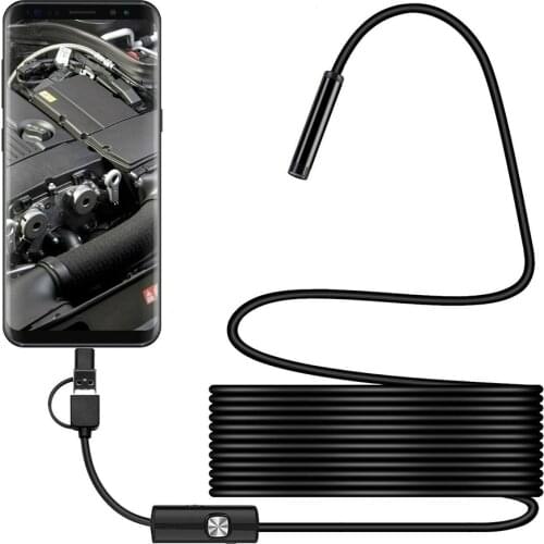 Endoscope Camera 5.5mm IP67 Waterproof Inspection Camera Phone Computer 3-in-1 Endoscope Cam 5/10m Cable