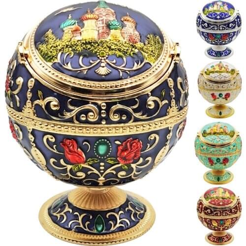 Creative Personality Ashtray with Lid Windproof Household Globe Decoration Metal European-style Smoke Cup