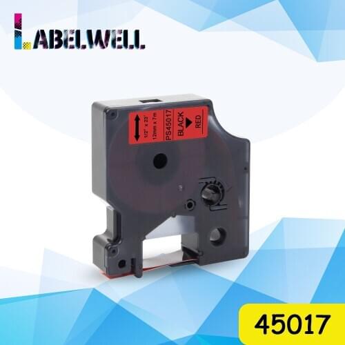 Labelwell 12mm Black on Red ribbon cassette 45017 for dymo D1 45017 laminated Label Tape replace for Dymo Label Manager 160 280