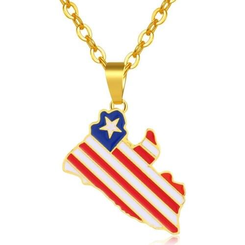 Liberia Country Map & Flag Pendant Necklaces For Women/Men Jewelry Gold/Silver Color Charm Maps Jewelry Bijoux Femme