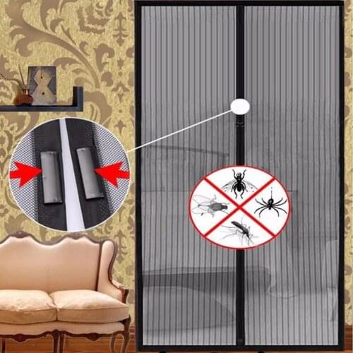 Magnetic buckle fly curtain black white color anti mosquito net door soft custom-made non-woven striped magnetic door screen